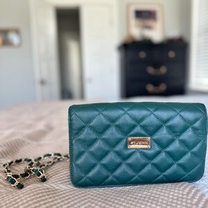 St Johns Quilted Leather Emerald Green Purse
